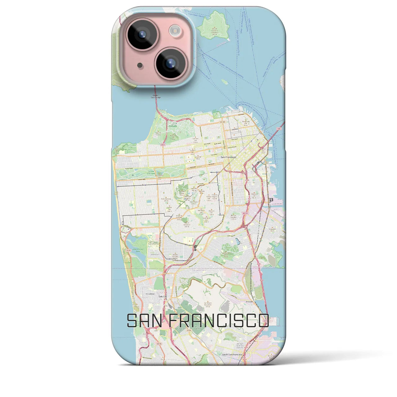 【サンフランシスコ】地図柄iPhoneケース（バックカバータイプ・ナチュラル）iPhone 15 Plus 用