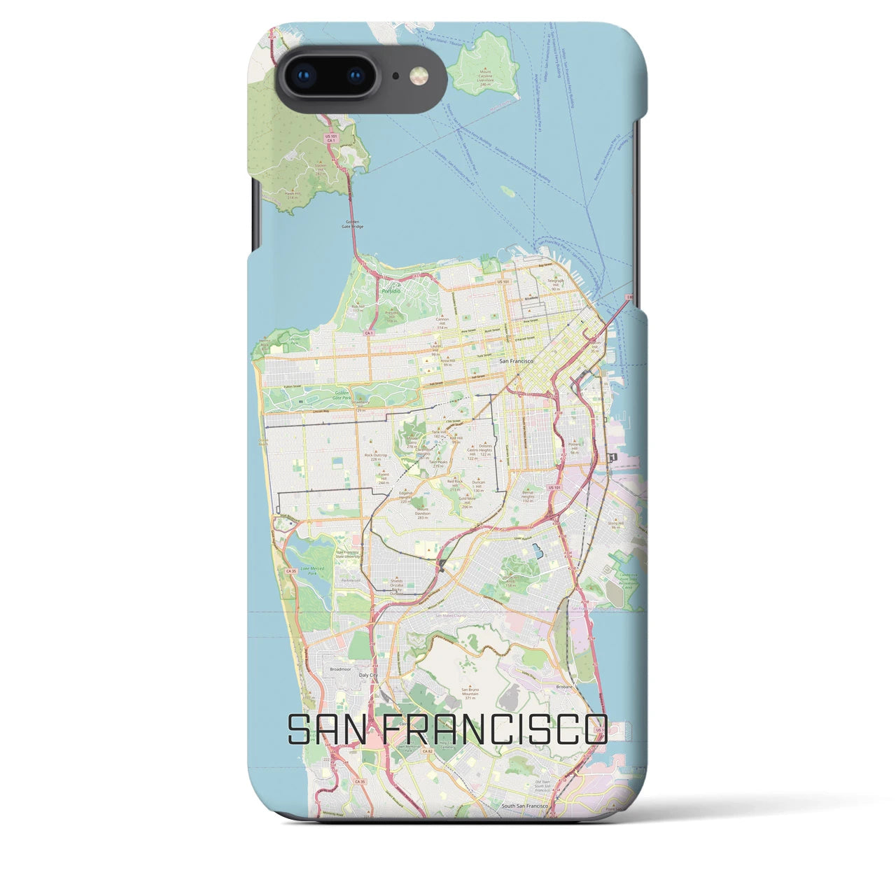【サンフランシスコ】地図柄iPhoneケース（バックカバータイプ・ナチュラル）iPhone 8Plus /7Plus / 6sPlus / 6Plus 用