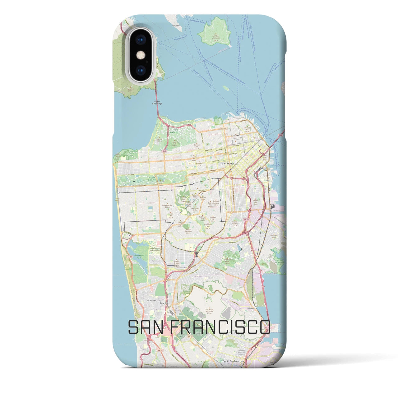 【サンフランシスコ】地図柄iPhoneケース（バックカバータイプ・ナチュラル）iPhone XS Max 用