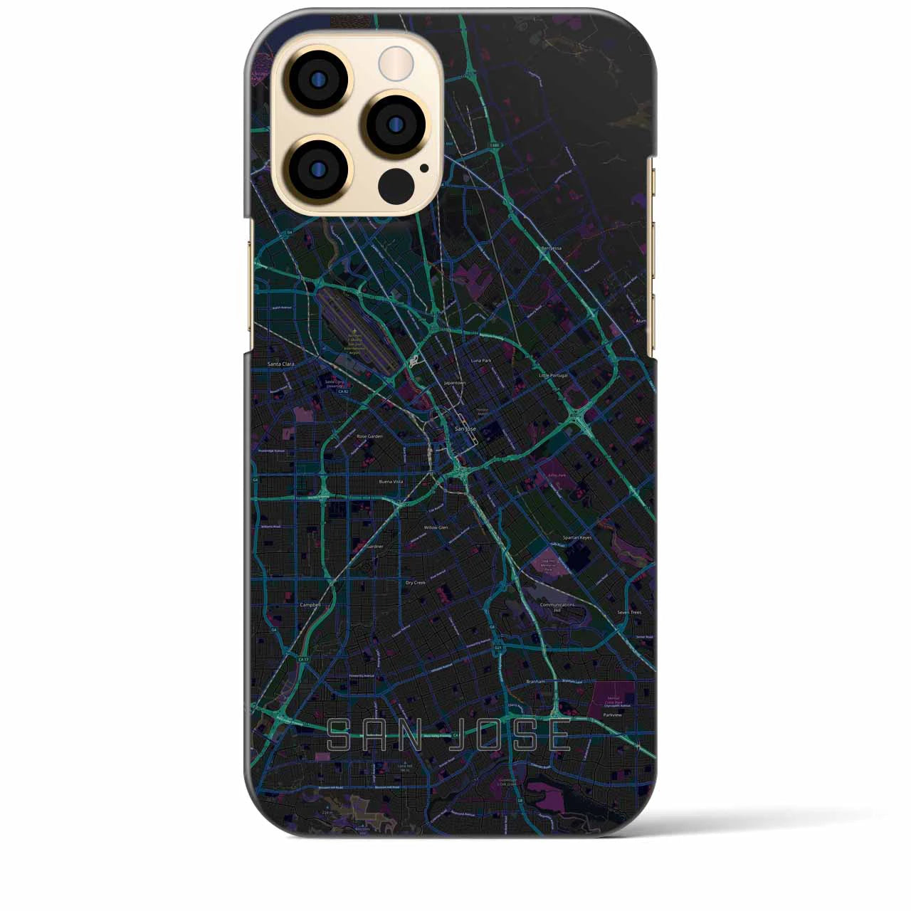 【サンノゼ】地図柄iPhoneケース（バックカバータイプ・ブラック）iPhone 12 Pro Max 用