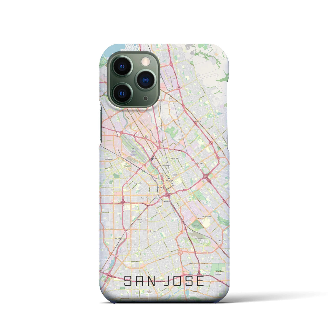 【サンノゼ】地図柄iPhoneケース（バックカバータイプ・ナチュラル）iPhone 11 Pro 用