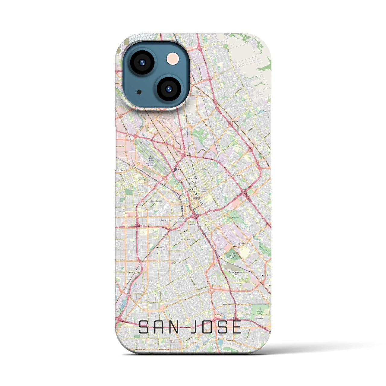 【サンノゼ】地図柄iPhoneケース（バックカバータイプ・ナチュラル）iPhone 13 用