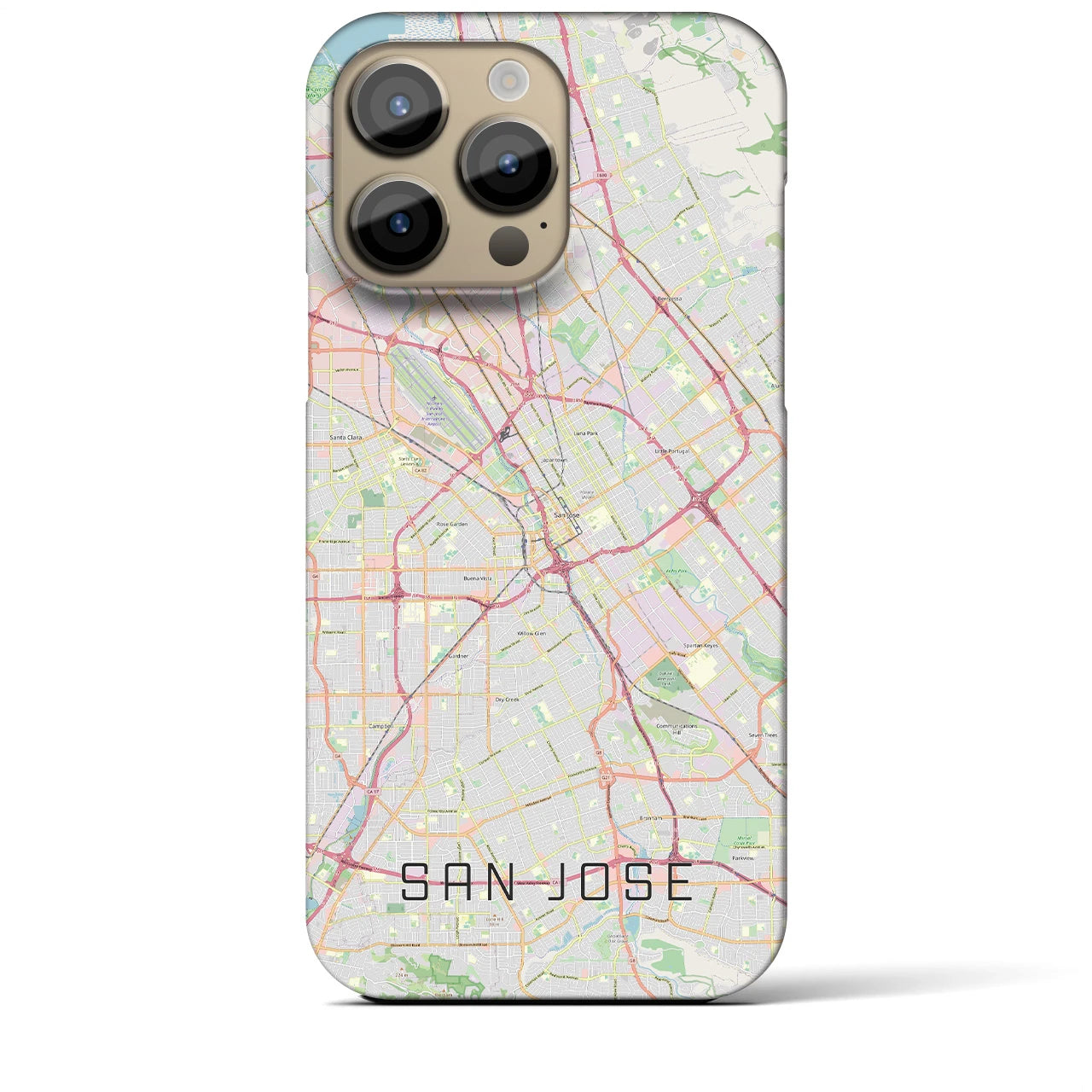 【サンノゼ】地図柄iPhoneケース（バックカバータイプ・ナチュラル）iPhone 14 Pro Max 用