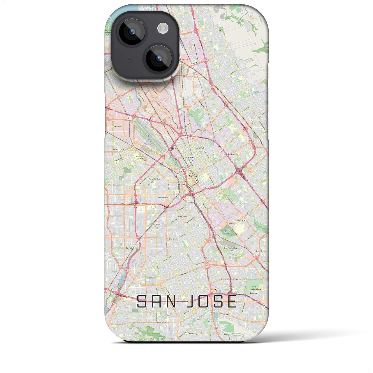 【サンノゼ】地図柄iPhoneケース（バックカバータイプ・ナチュラル）iPhone 14 Plus 用