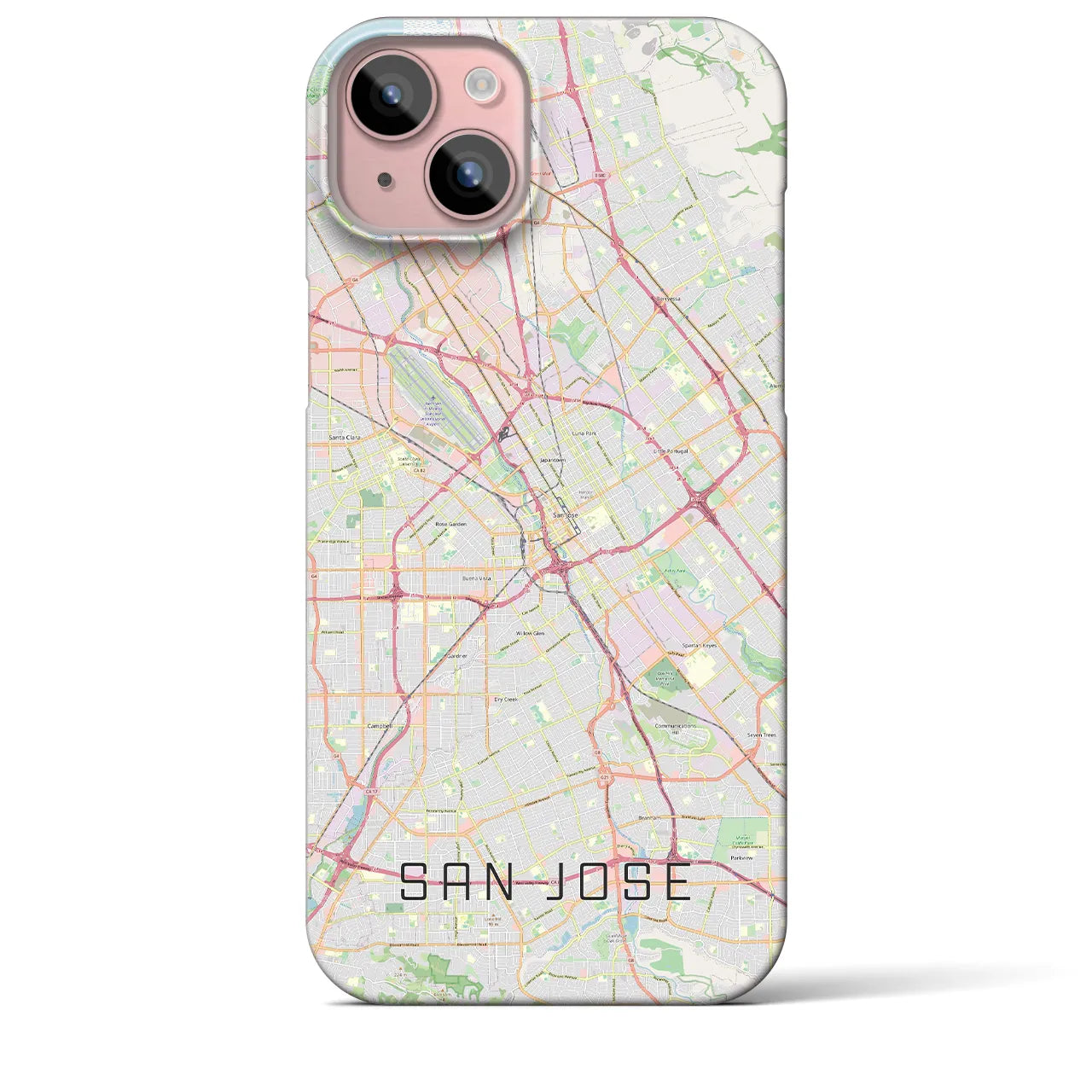 【サンノゼ】地図柄iPhoneケース（バックカバータイプ・ナチュラル）iPhone 15 Plus 用