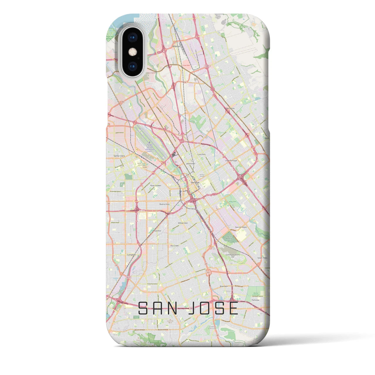 【サンノゼ】地図柄iPhoneケース（バックカバータイプ・ナチュラル）iPhone XS Max 用