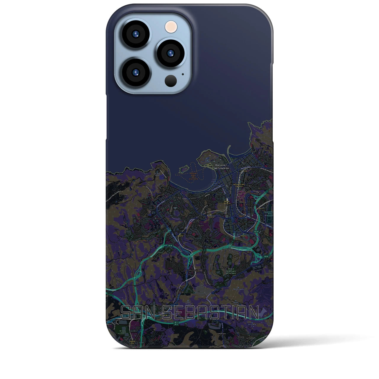 【サン・セバスティアン】地図柄iPhoneケース（バックカバータイプ・ブラック）iPhone 13 Pro Max 用
