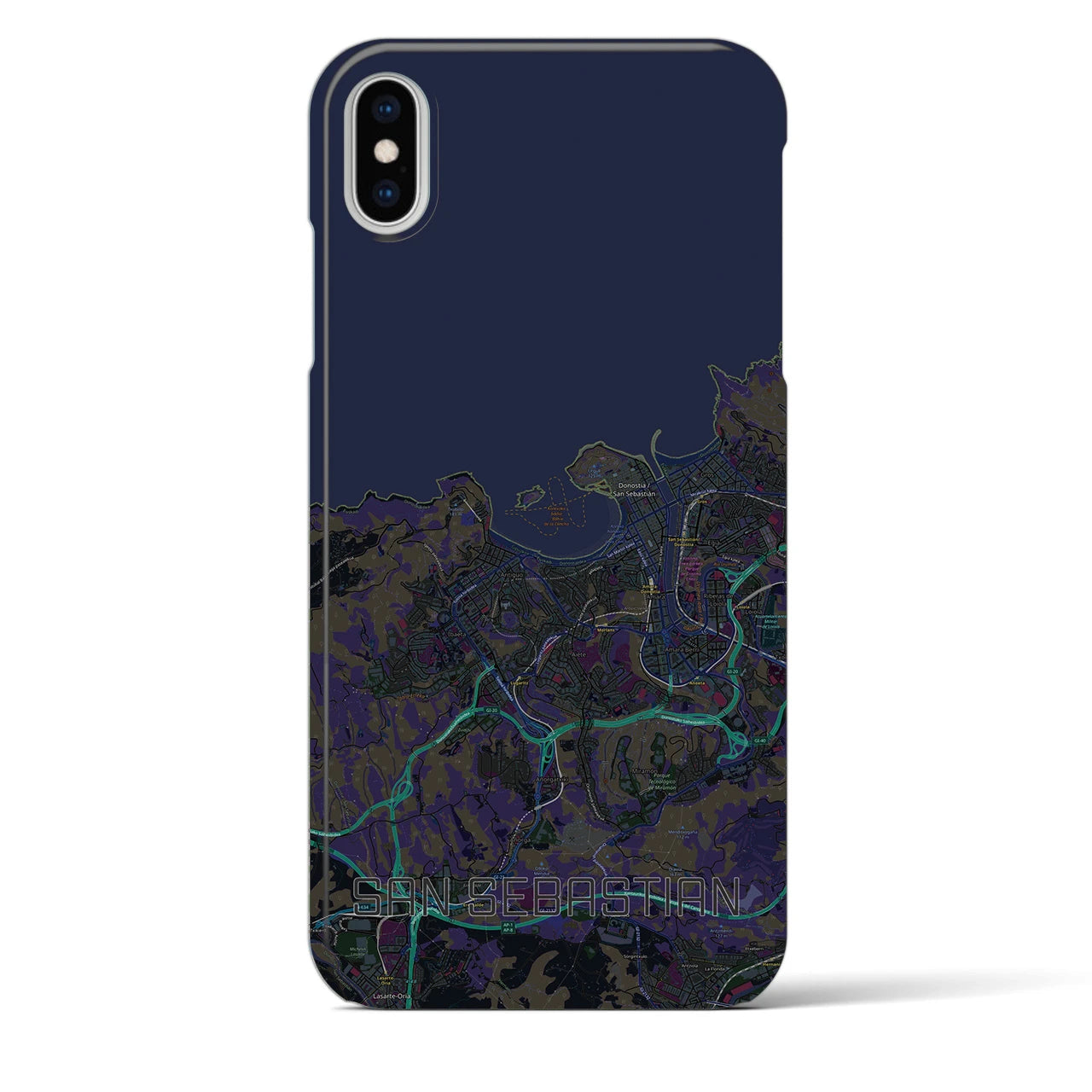 【サン・セバスティアン】地図柄iPhoneケース（バックカバータイプ・ブラック）iPhone XS Max 用