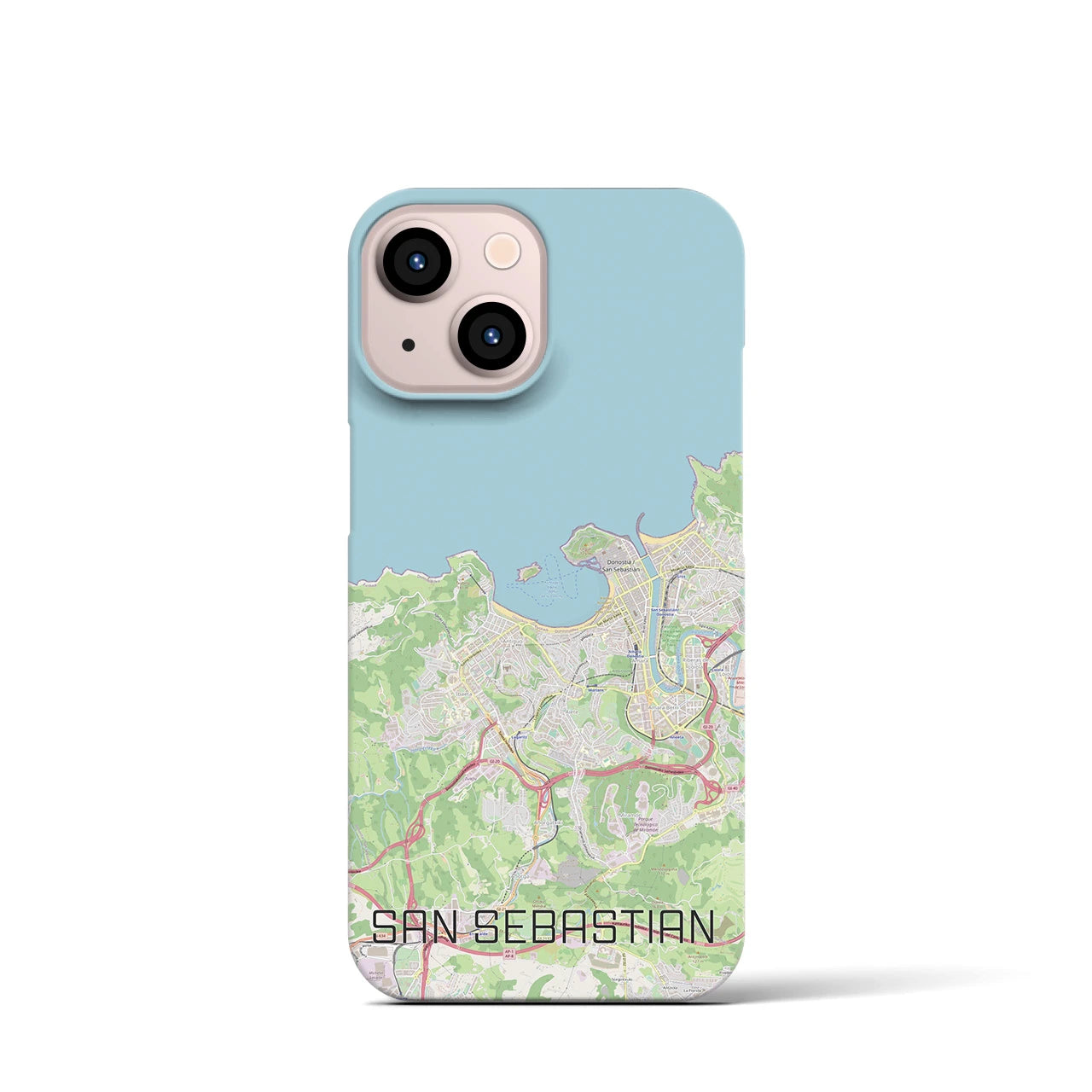 【サン・セバスティアン】地図柄iPhoneケース（バックカバータイプ・ナチュラル）iPhone 13 mini 用