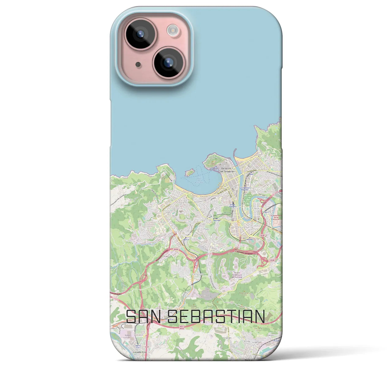 【サン・セバスティアン】地図柄iPhoneケース（バックカバータイプ・ナチュラル）iPhone 15 Plus 用