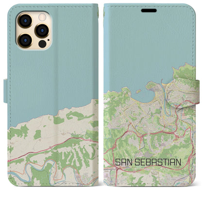 【サン・セバスティアン（スペイン）】地図柄iPhoneケース（手帳タイプ）ナチュラル・iPhone 12 Pro Max 用