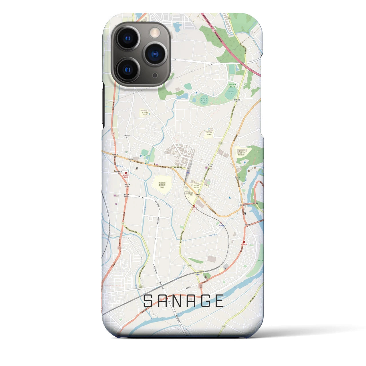 【猿投】地図柄iPhoneケース（バックカバータイプ・ナチュラル）iPhone 11 Pro Max 用