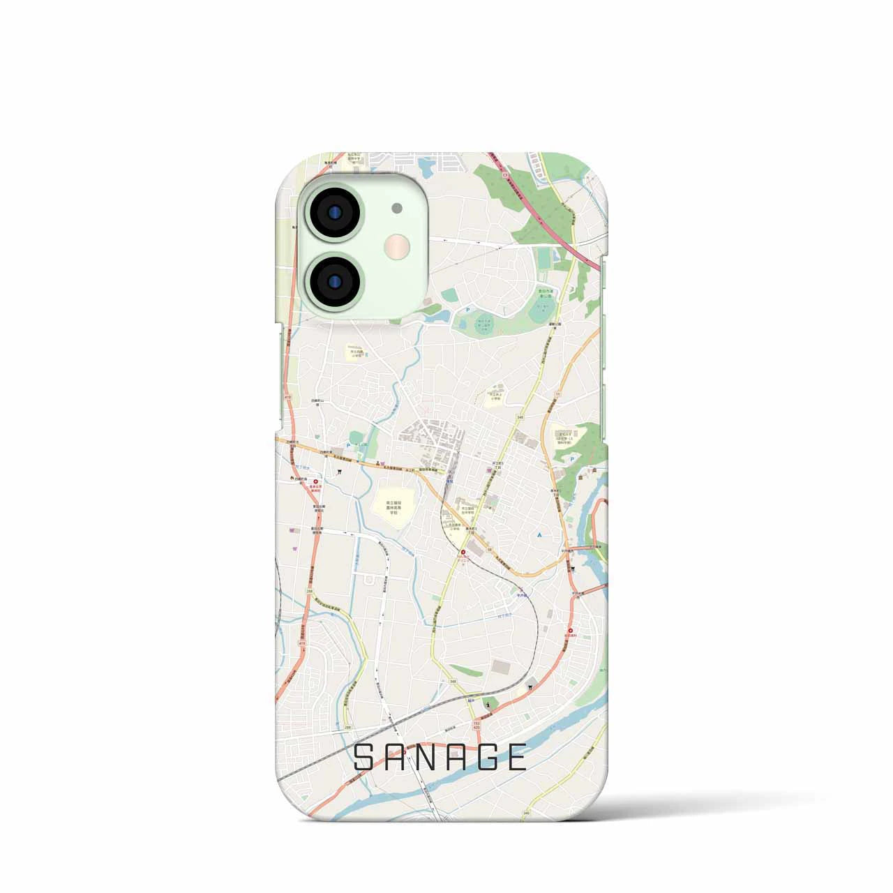 【猿投】地図柄iPhoneケース（バックカバータイプ・ナチュラル）iPhone 12 mini 用