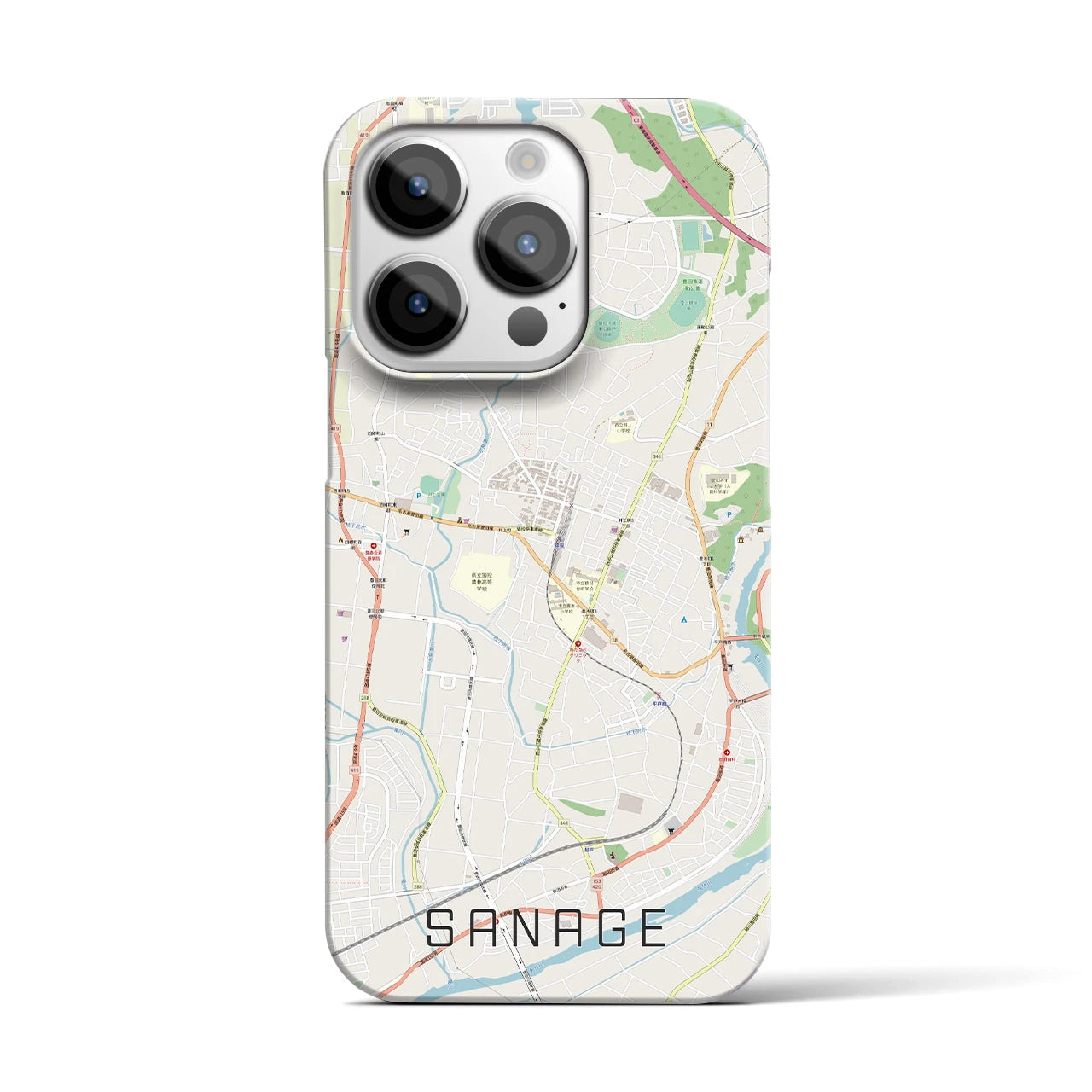 【猿投】地図柄iPhoneケース（バックカバータイプ・ナチュラル）iPhone 14 Pro 用