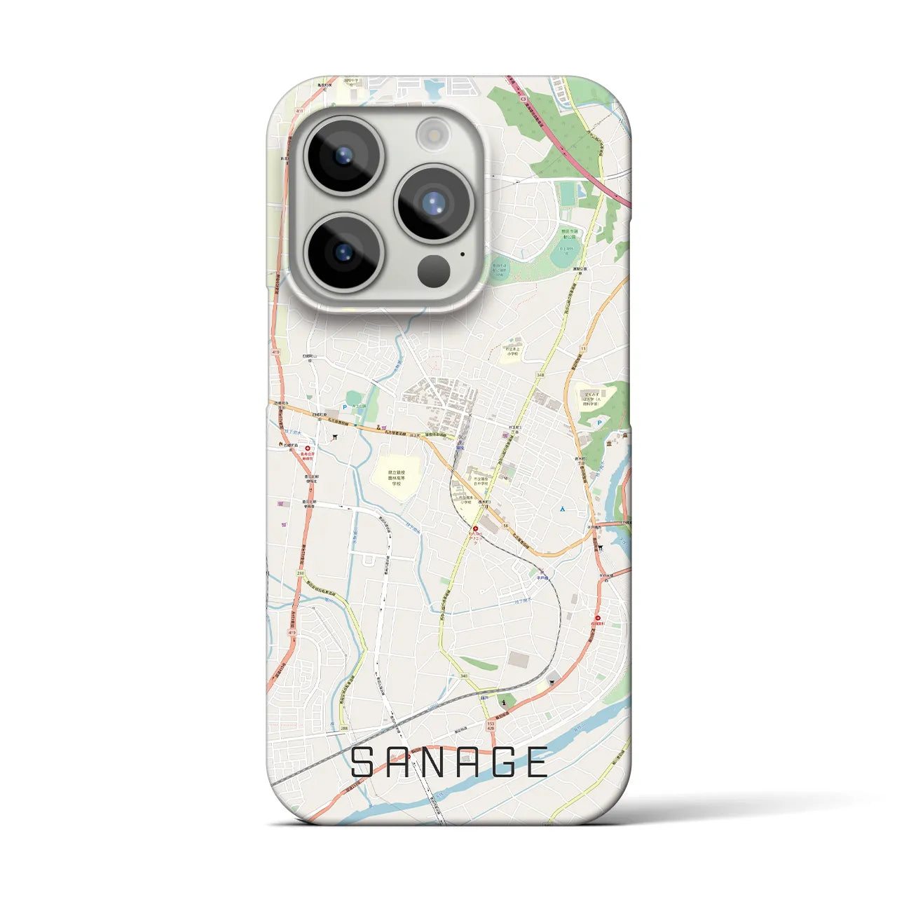 【猿投】地図柄iPhoneケース（バックカバータイプ・ナチュラル）iPhone 15 Pro 用