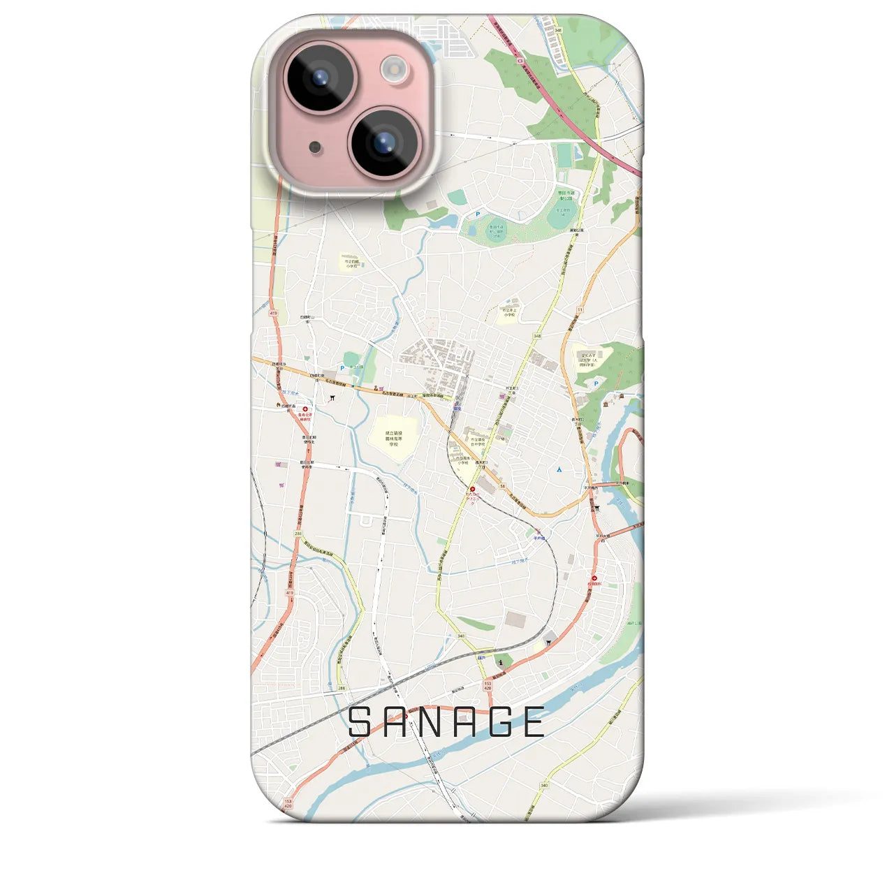【猿投】地図柄iPhoneケース（バックカバータイプ・ナチュラル）iPhone 15 Plus 用