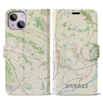 【猿投（愛知県）】地図柄iPhoneケース（手帳タイプ）ナチュラル・iPhone 14 用