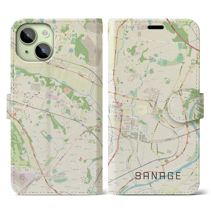 【猿投（愛知県）】地図柄iPhoneケース（手帳タイプ）ナチュラル・iPhone 15 用