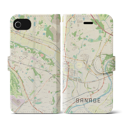 【猿投（愛知県）】地図柄iPhoneケース（手帳タイプ）ナチュラル・iPhone SE（第3 / 第2世代） / 8 / 7 / 6s / 6 用