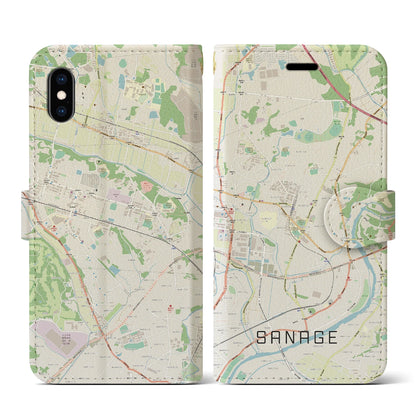 【猿投（愛知県）】地図柄iPhoneケース（手帳タイプ）ナチュラル・iPhone XS / X 用