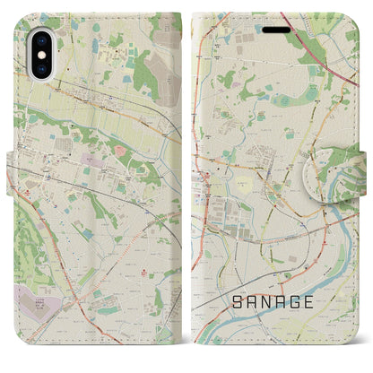【猿投（愛知県）】地図柄iPhoneケース（手帳タイプ）ナチュラル・iPhone XS Max 用