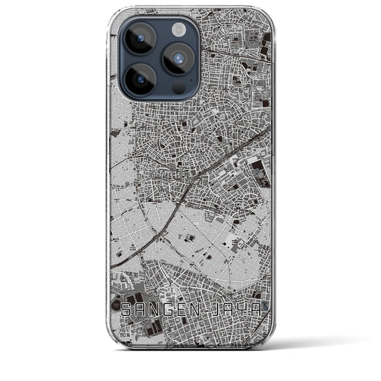 【三軒茶屋】地図柄iPhoneケース（クリアタイプ・モノトーン）iPhone 15 Pro Max 用