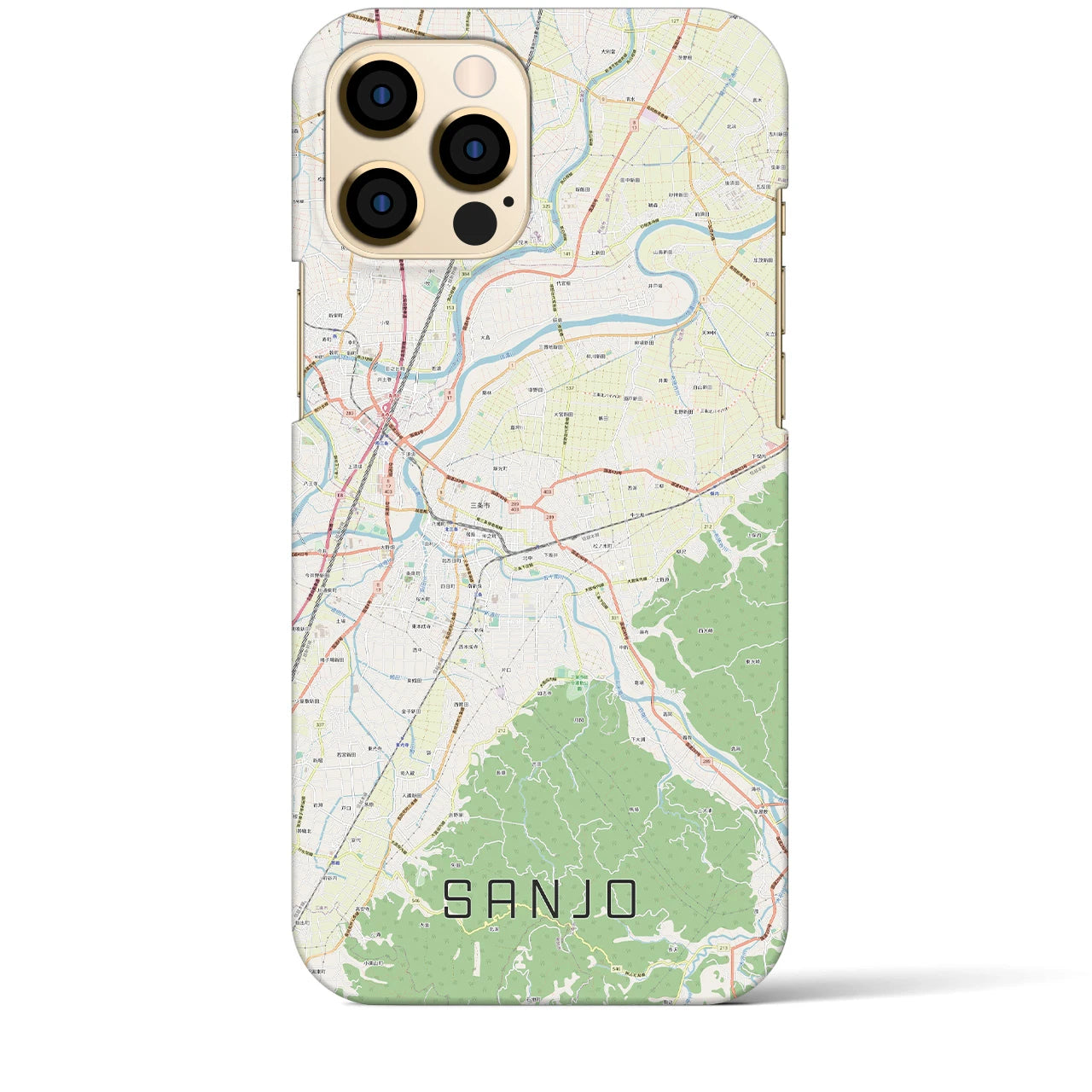 【三条（新潟県）】地図柄iPhoneケース（バックカバータイプ・ナチュラル）iPhone 12 Pro Max 用
