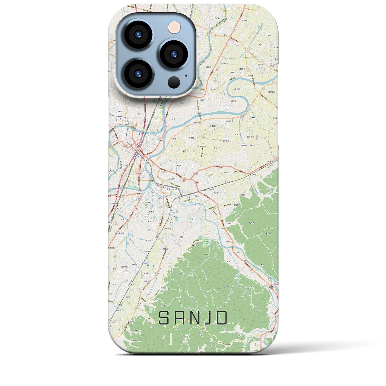 【三条（新潟県）】地図柄iPhoneケース（バックカバータイプ・ナチュラル）iPhone 13 Pro Max 用