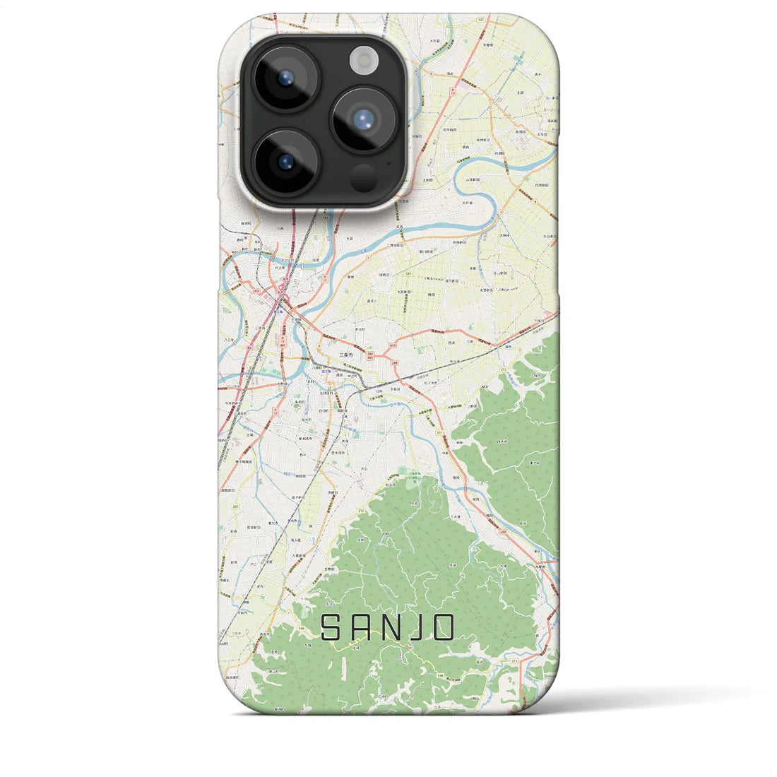 【三条（新潟県）】地図柄iPhoneケース（バックカバータイプ・ナチュラル）iPhone 15 Pro Max 用