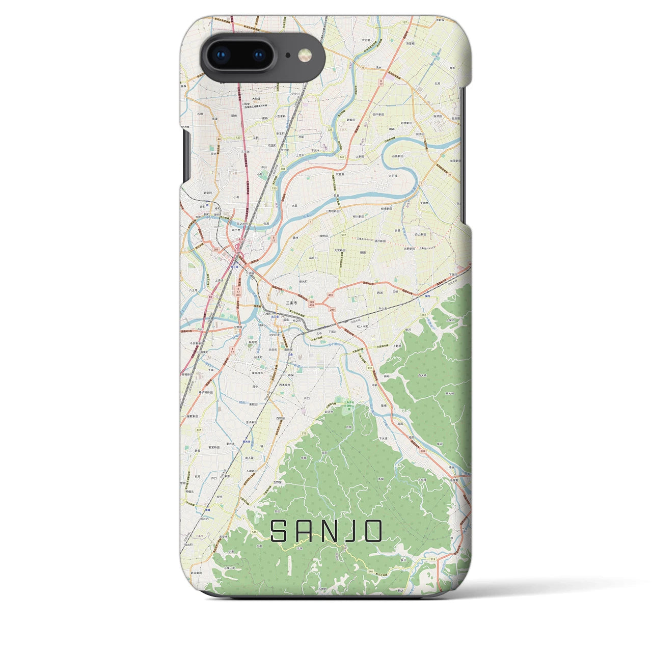 【三条（新潟県）】地図柄iPhoneケース（バックカバータイプ・ナチュラル）iPhone 8Plus /7Plus / 6sPlus / 6Plus 用