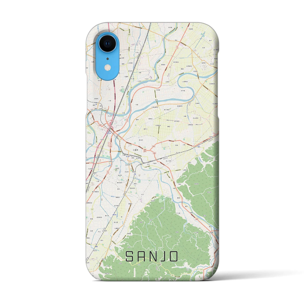 【三条（新潟県）】地図柄iPhoneケース（バックカバータイプ・ナチュラル）iPhone XR 用