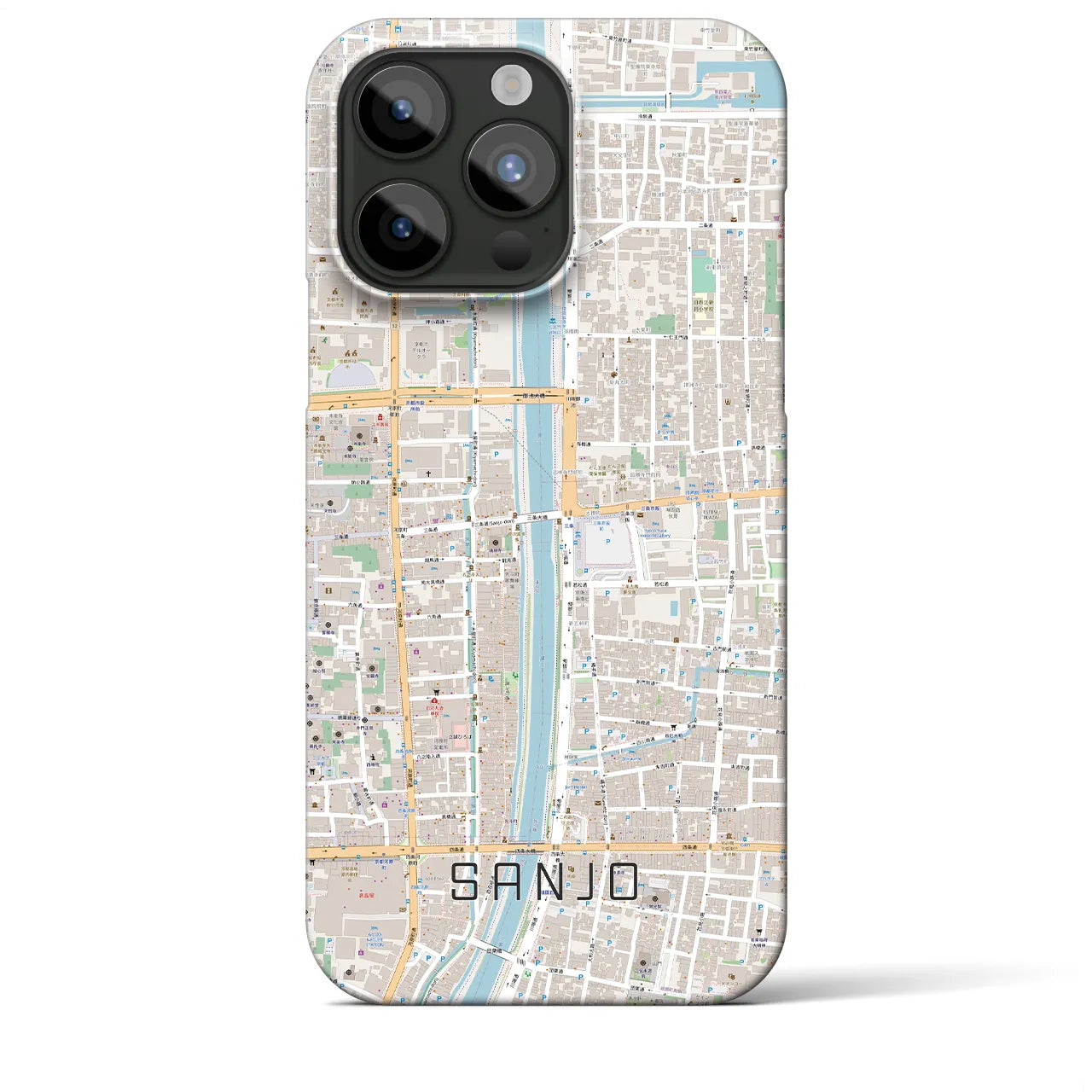 【三条】地図柄iPhoneケース（バックカバータイプ・ナチュラル）iPhone 15 Pro Max 用