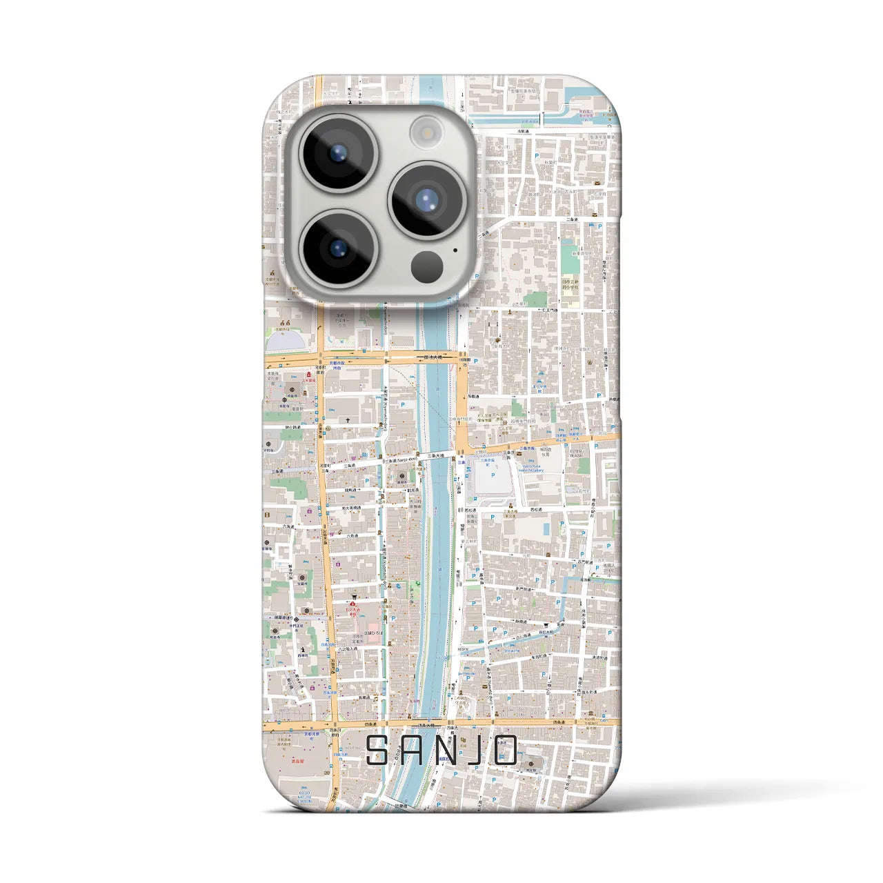 【三条】地図柄iPhoneケース（バックカバータイプ・ナチュラル）iPhone 15 Pro 用