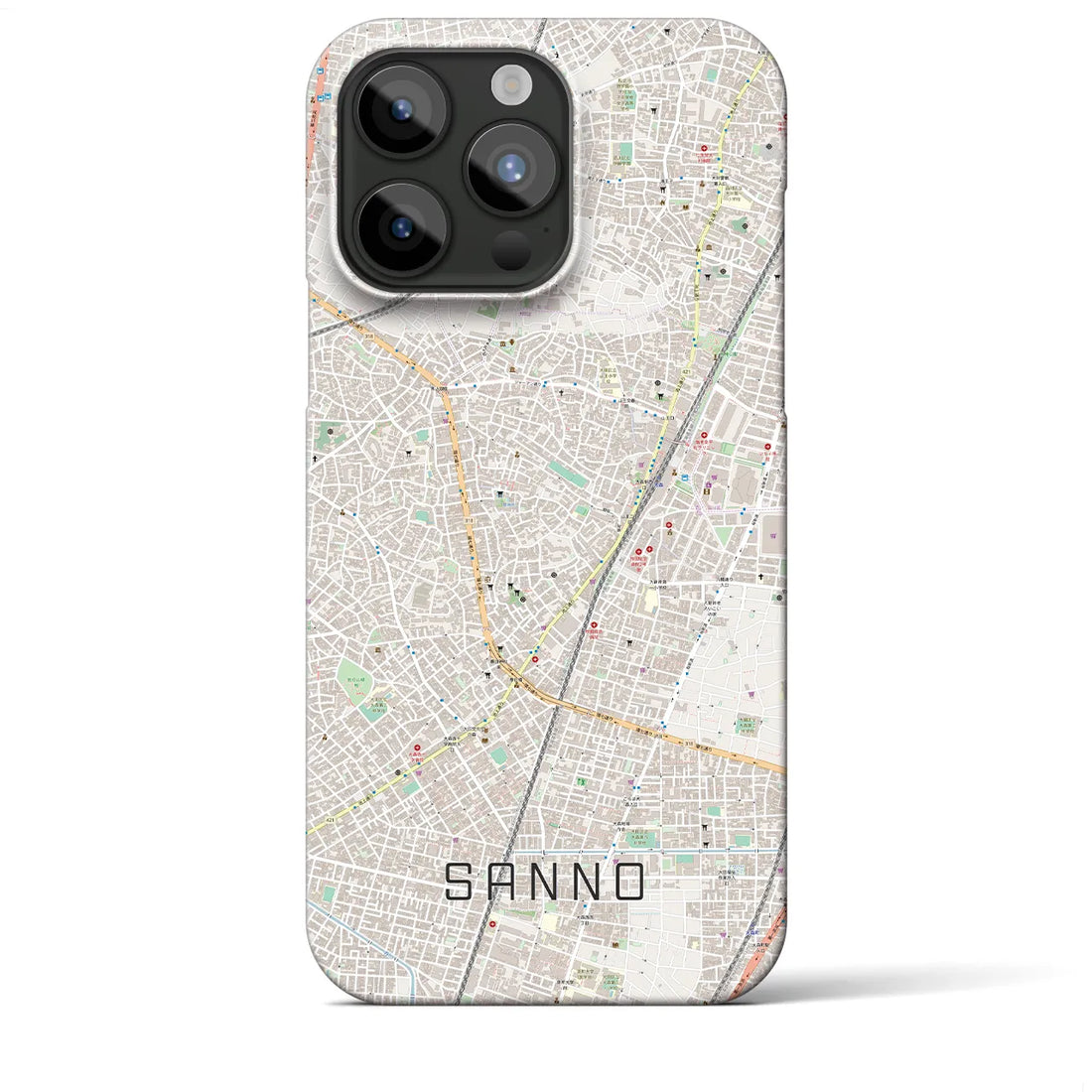 【山王】地図柄iPhoneケース（バックカバータイプ・ナチュラル）iPhone 15 Pro Max 用