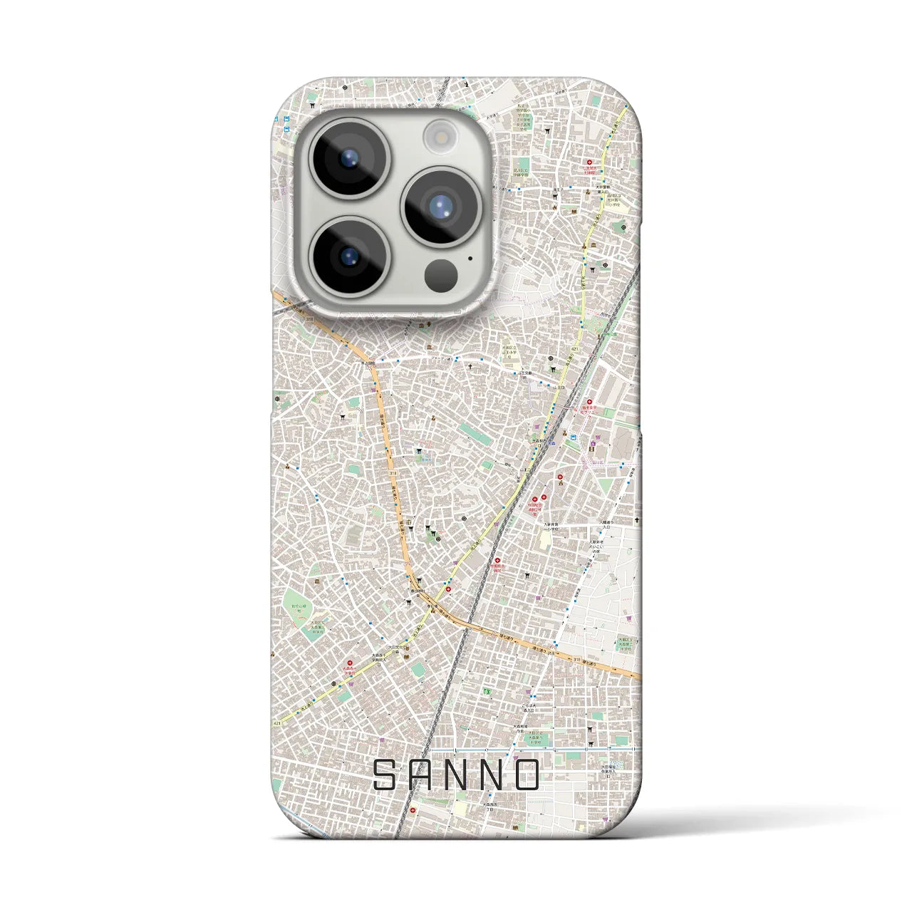 【山王】地図柄iPhoneケース（バックカバータイプ・ナチュラル）iPhone 15 Pro 用