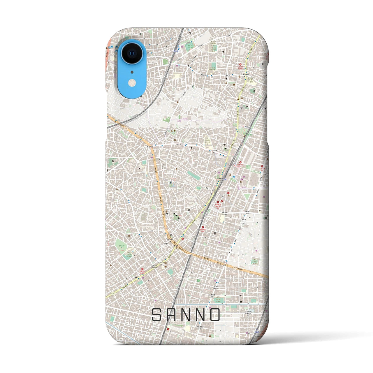 【山王】地図柄iPhoneケース（バックカバータイプ・ナチュラル）iPhone XR 用