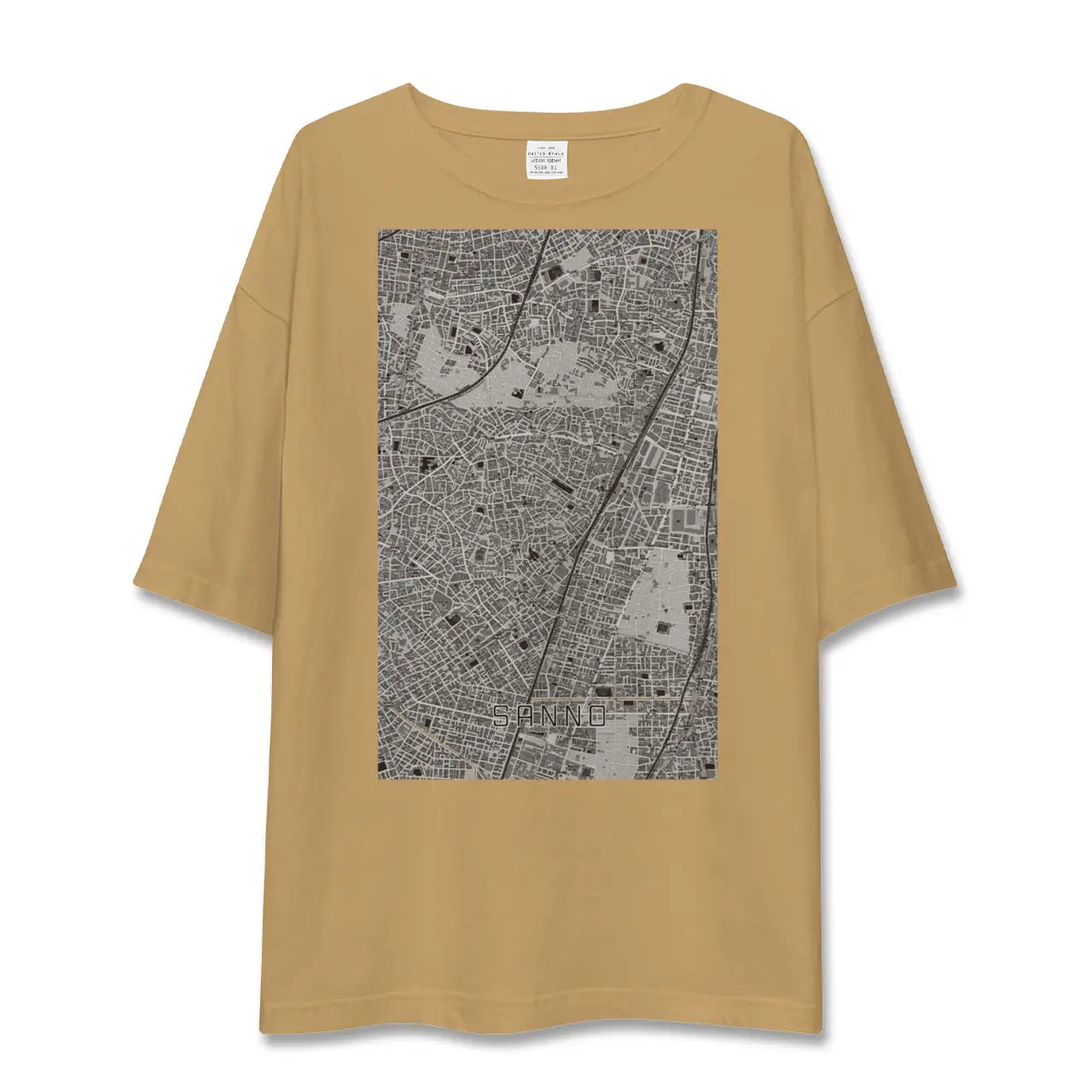 【山王（東京都）】地図柄ビッグシルエットTシャツ