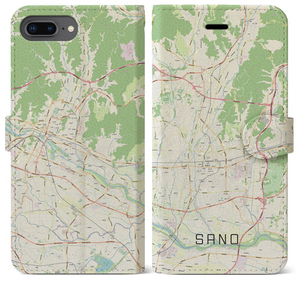 【佐野（栃木県）】地図柄iPhoneケース（手帳タイプ）ナチュラル・iPhone 8Plus /7Plus / 6sPlus / 6Plus 用