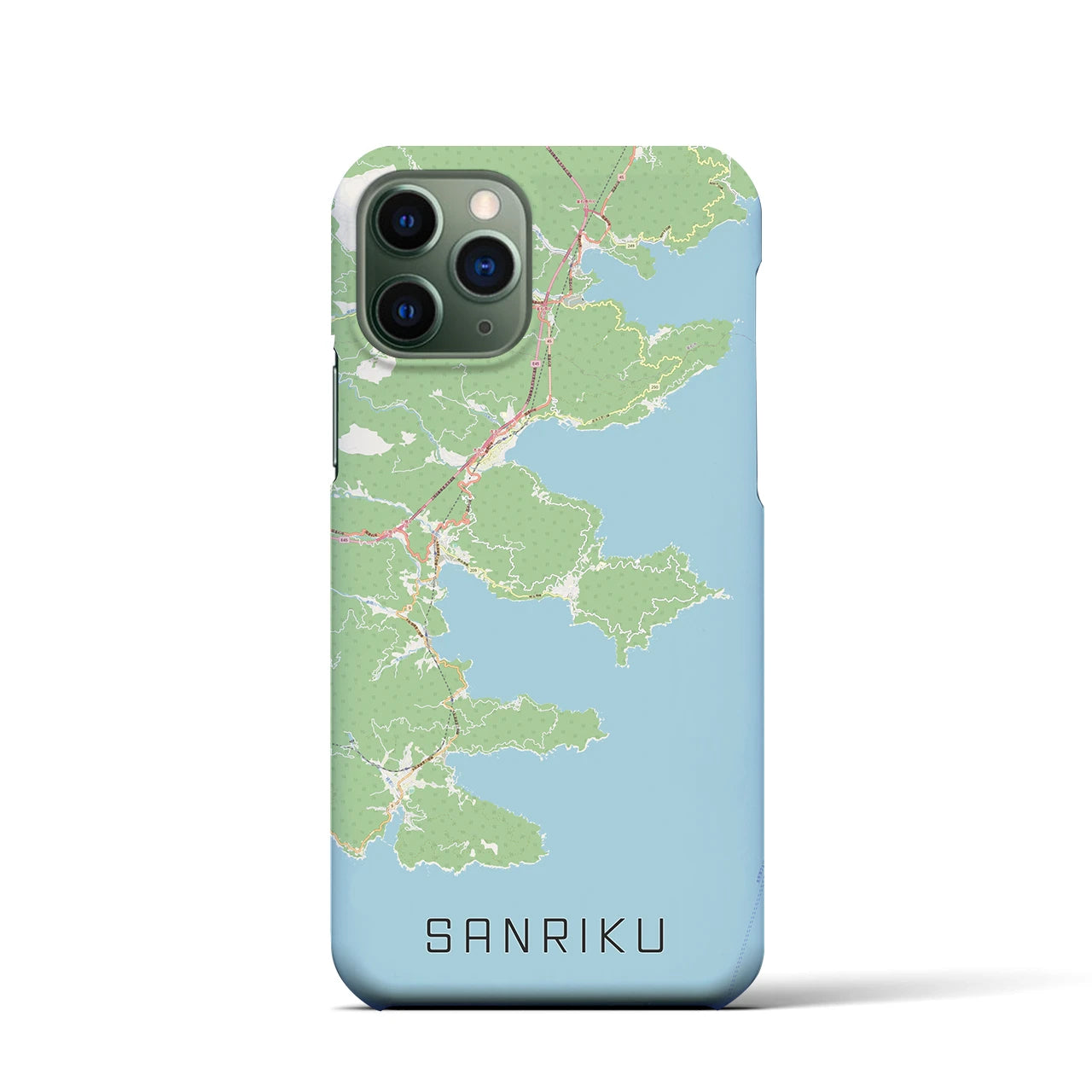 【三陸】地図柄iPhoneケース（バックカバータイプ・ナチュラル）iPhone 11 Pro 用