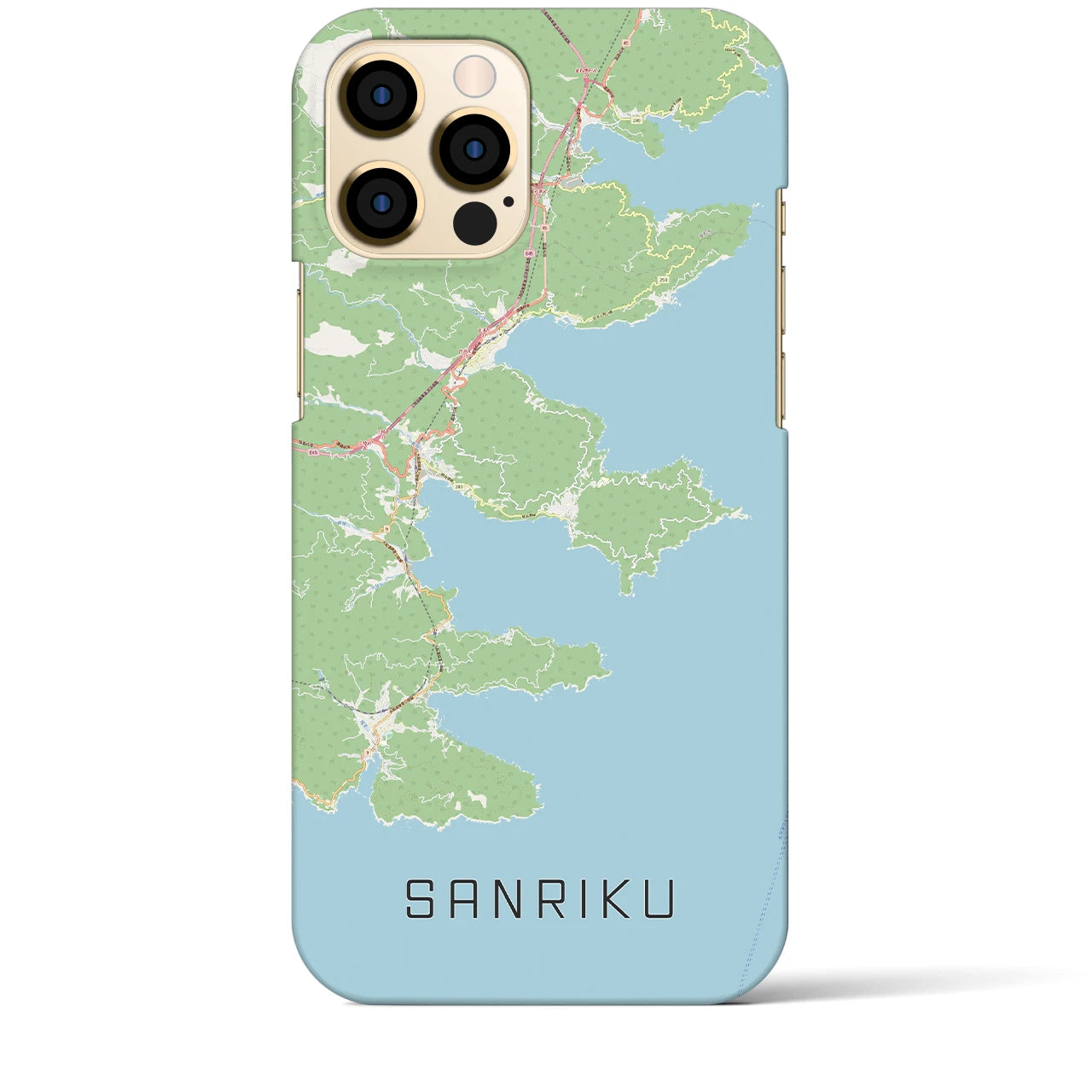 【三陸】地図柄iPhoneケース（バックカバータイプ・ナチュラル）iPhone 12 Pro Max 用