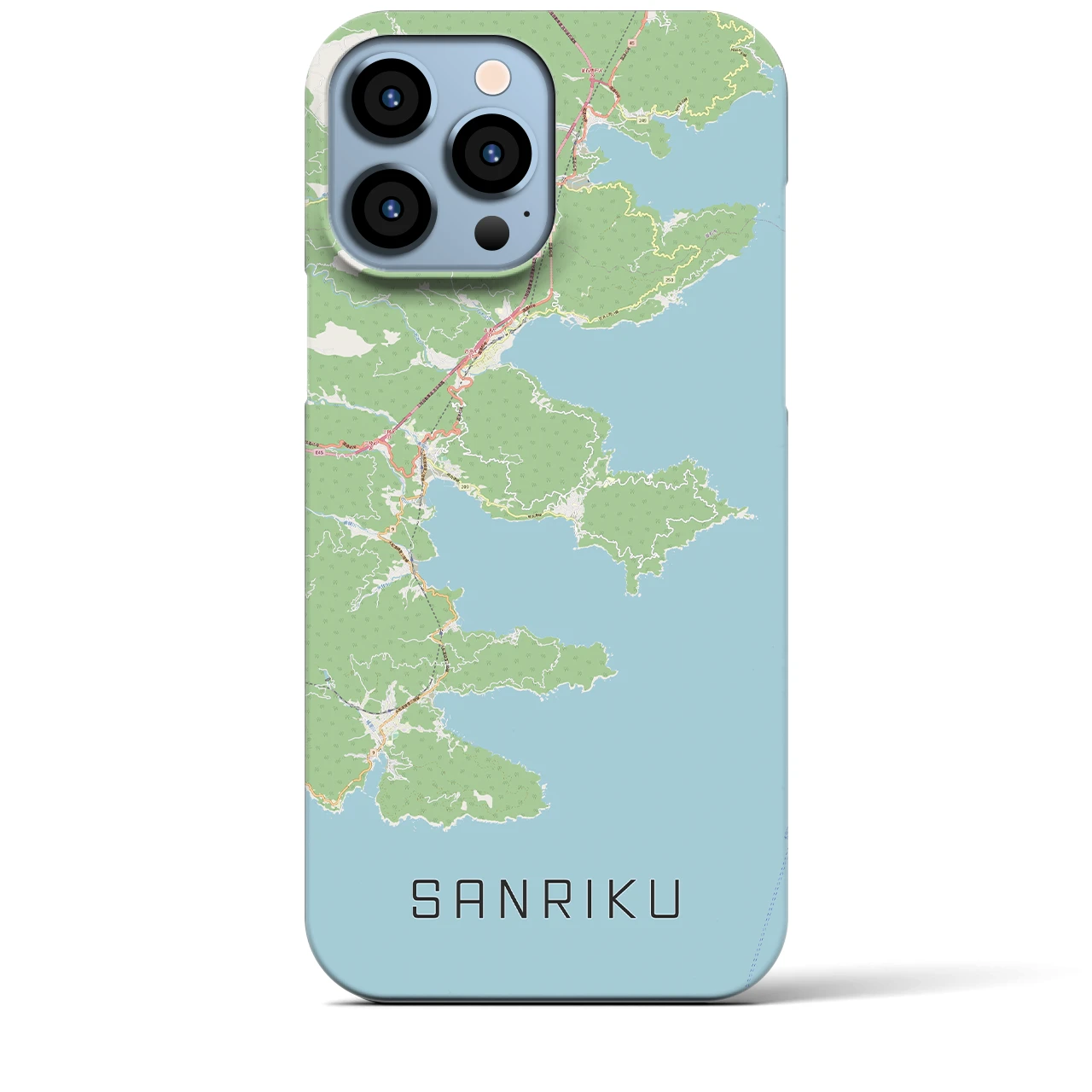 【三陸】地図柄iPhoneケース（バックカバータイプ・ナチュラル）iPhone 13 Pro Max 用
