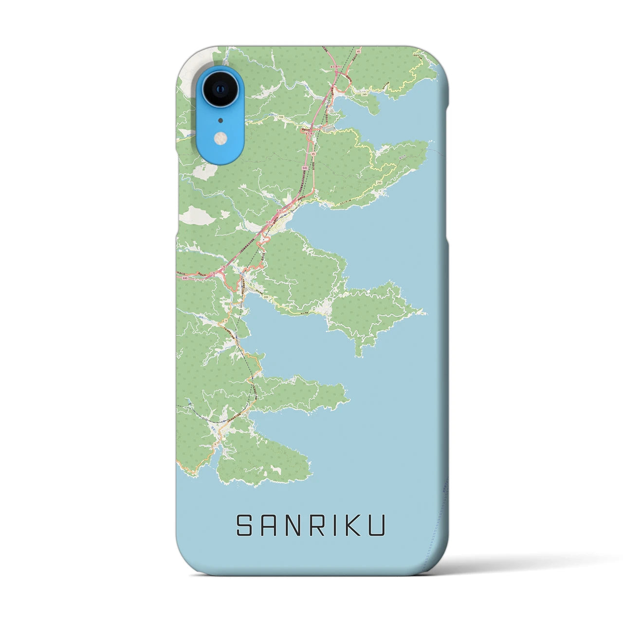 【三陸】地図柄iPhoneケース（バックカバータイプ・ナチュラル）iPhone XR 用