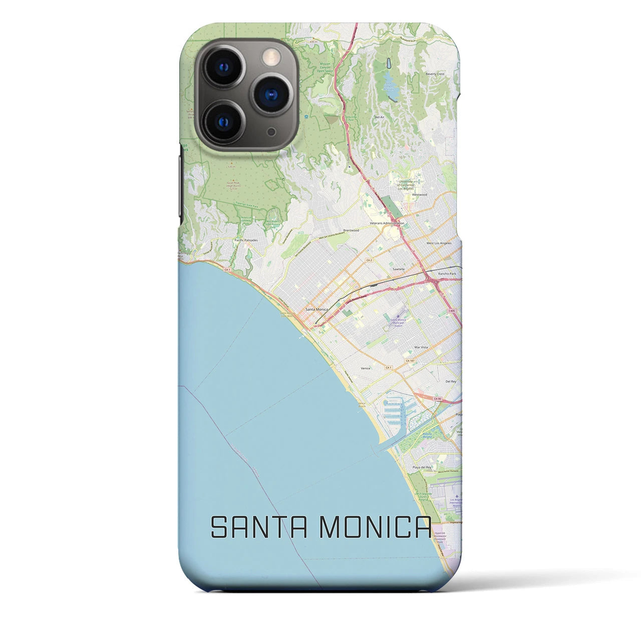 【サンタモニカ】地図柄iPhoneケース（バックカバータイプ・ナチュラル）iPhone 11 Pro Max 用
