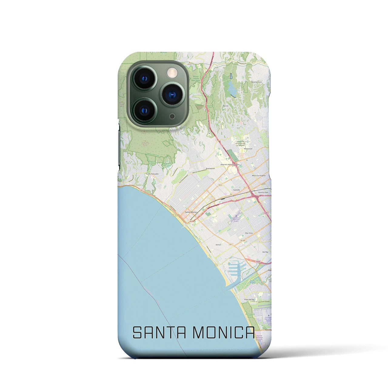 【サンタモニカ】地図柄iPhoneケース（バックカバータイプ・ナチュラル）iPhone 11 Pro 用