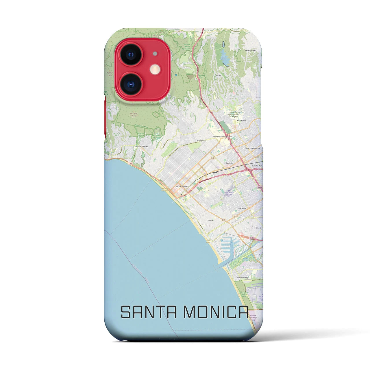 【サンタモニカ】地図柄iPhoneケース（バックカバータイプ・ナチュラル）iPhone 11 用