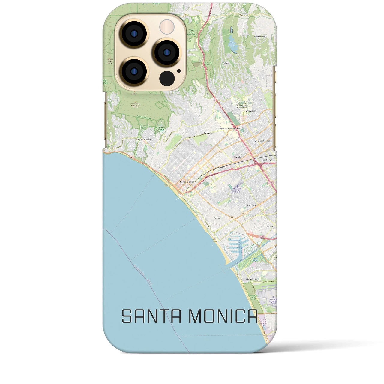 【サンタモニカ】地図柄iPhoneケース（バックカバータイプ・ナチュラル）iPhone 12 Pro Max 用