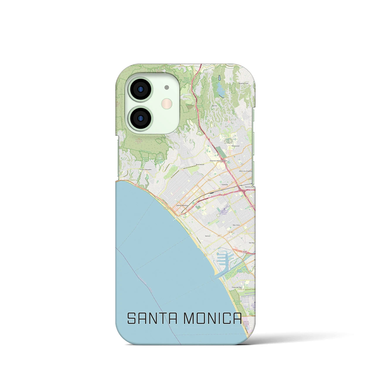 【サンタモニカ】地図柄iPhoneケース（バックカバータイプ・ナチュラル）iPhone 12 mini 用