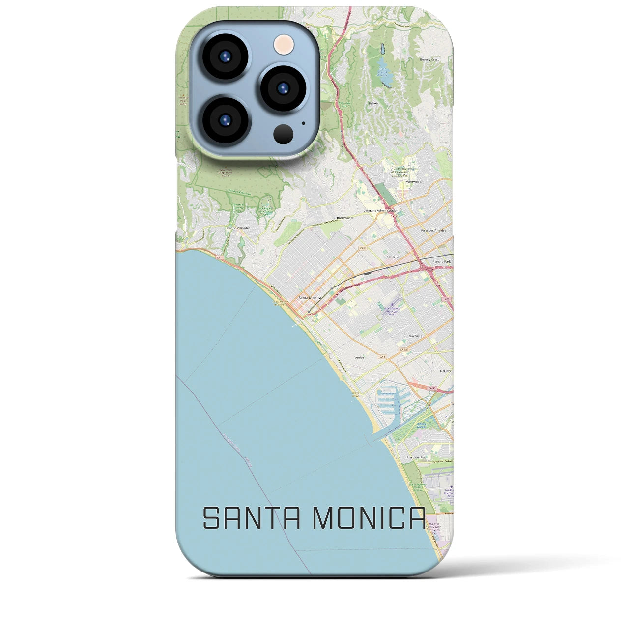 【サンタモニカ】地図柄iPhoneケース（バックカバータイプ・ナチュラル）iPhone 13 Pro Max 用