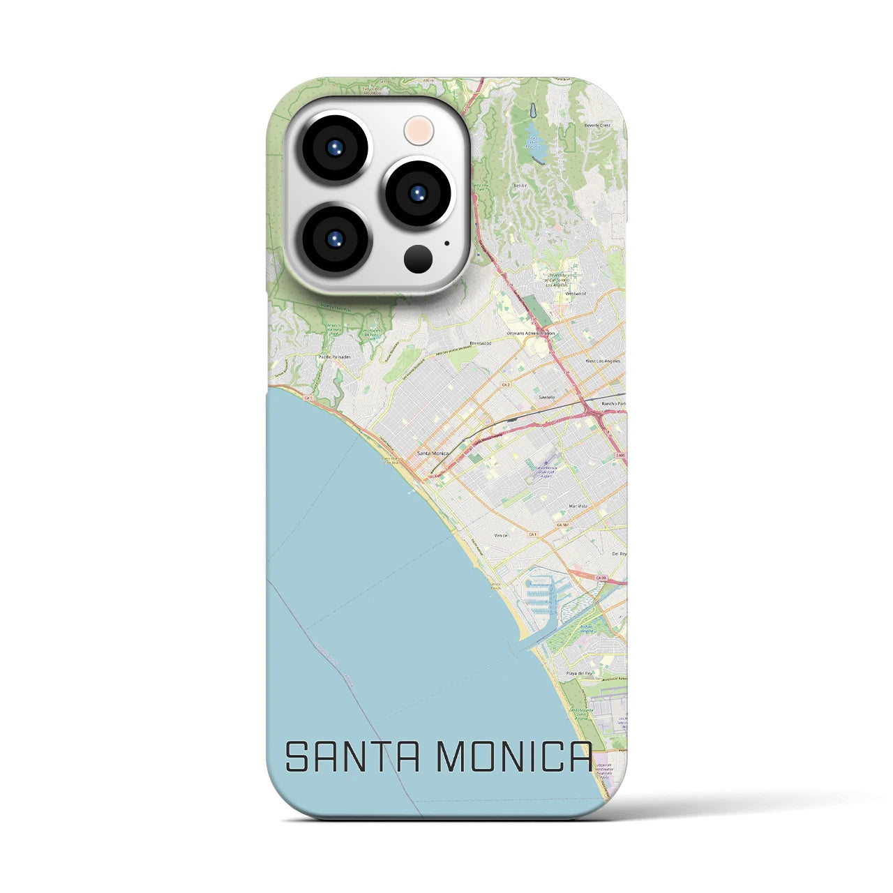 【サンタモニカ】地図柄iPhoneケース（バックカバータイプ・ナチュラル）iPhone 13 Pro 用