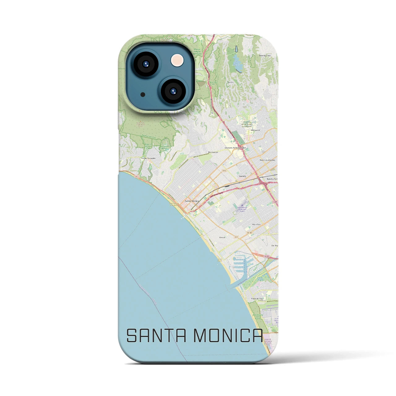 【サンタモニカ】地図柄iPhoneケース（バックカバータイプ・ナチュラル）iPhone 13 用